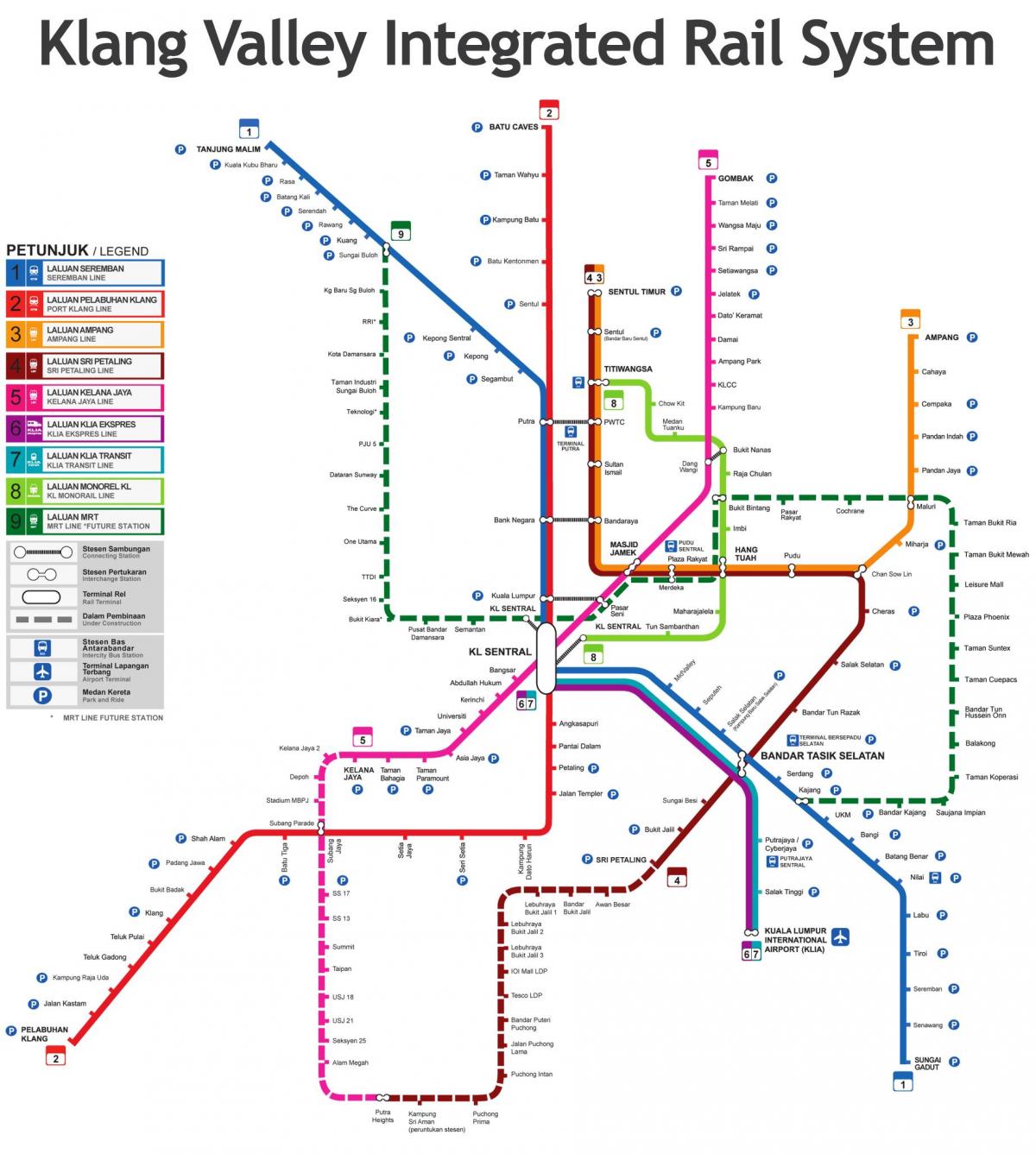 mapa ng tren sa malaysia